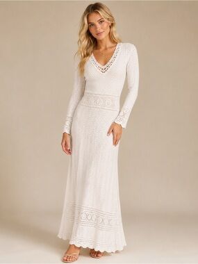 Lilly Pulitzer Alexandra Maxi Dress Resort White Crochet Size XS 25570